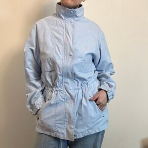 Cabela's Utility Anorak Jacket Light Blue Cinched Waist Size L